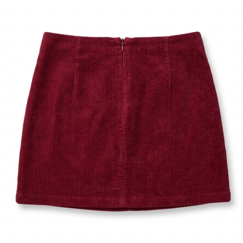HALARA Corduroy Mini Skirt in Berry Red